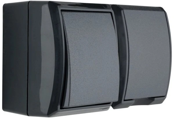 REV Ritter AquaForm Aus-/Wechselschalter + Steckdose AP IP44 waagerecht, anthrazit