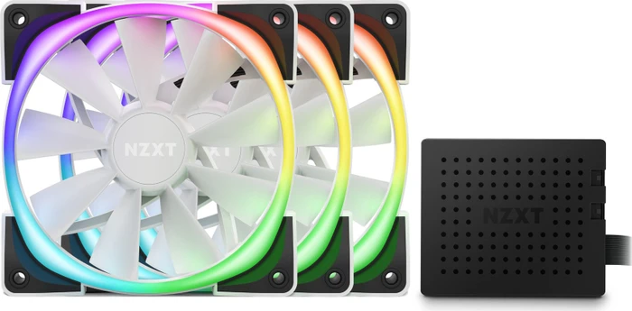 NZXT Aer RGB 2 Starter Kit, Matte White, weiß, LED-Steuerung, 120mm, 3er-Pack