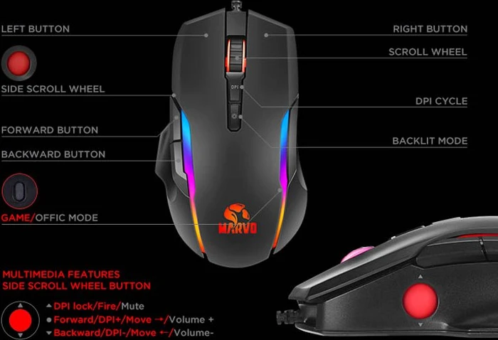 Marvo Scorpion G945 PRO RGB Gaming Mouse, USB