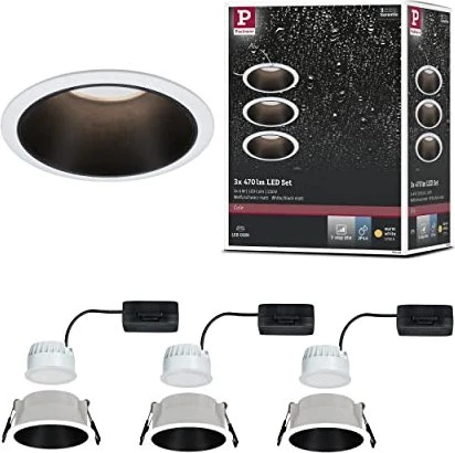 Paulmann Cole Coin LED 6W Einbauleuchte schwarz, 3 Stück
