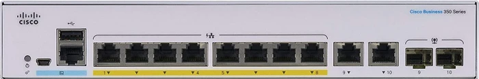 Cisco Business 350 Desktop Gigabit Managed Switch, 8x RJ-45, 2x RJ-45/SFP, 67W PoE+