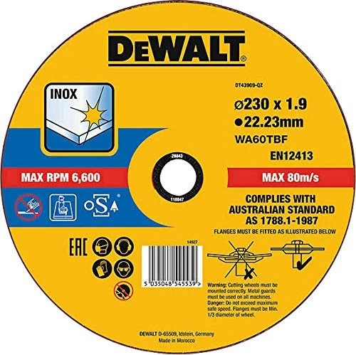 DeWalt DT43909 Extreme Long Life Trennscheibe, 230x1.9x22.23mm, 1 Stück