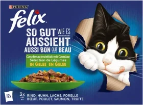 Purina Felix So gut wie es aussieht Gemüse, Geschmacksvielfalt mit Gemüse, 2.04kg (24x 85g)