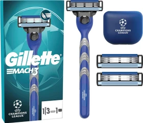 Gillette Mach3 UEFA Champions League Edition Rasierer + 3 Wechselklingen Etui