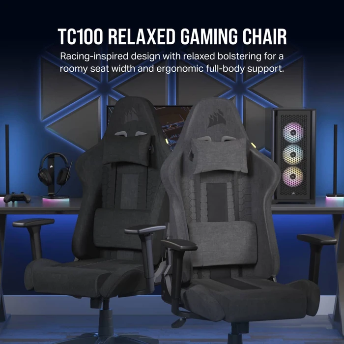 Corsair TC100 Relaxed Soft Fabric Gamingstuhl, schwarz/grau
