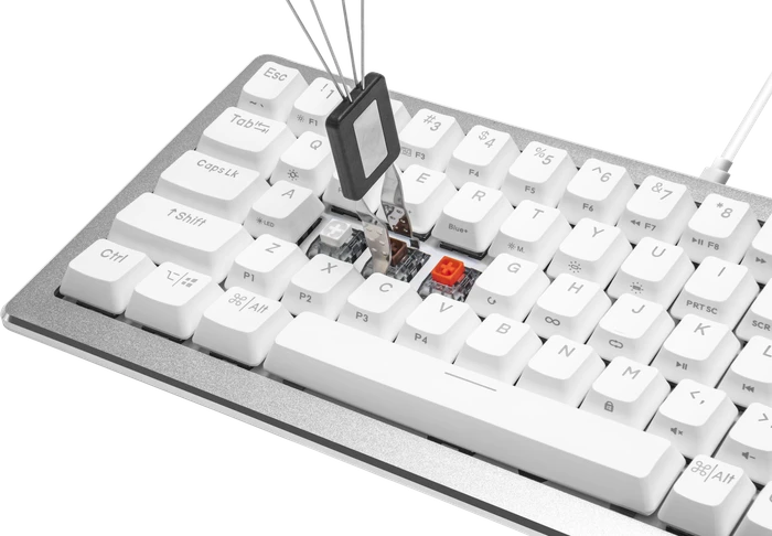 Cooler Master CK720, LEDs RGB, hot-swap, silber/weiß, Kailh Box V2 RED, USB, US