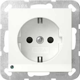 Gira System 55 SCHUKO-Steckdose 16A 250V mit LED-Orientierungsleuchte und Shutter, reinweiß seidenmatt