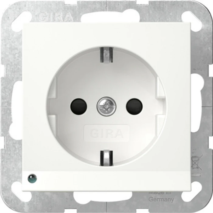 Gira System 55 SCHUKO-Steckdose 16A 250V mit LED-Orientierungsleuchte und Shutter, reinweiß seidenmatt