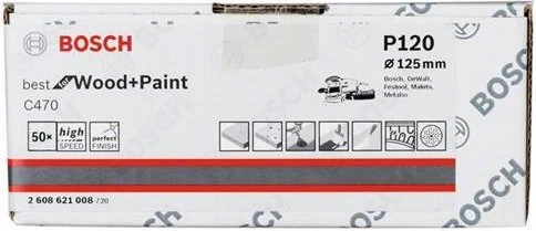 Bosch Professional C470 Best for Wood and Paint Schleifblatt K120, 125mm, 50 Stück