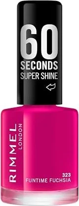 Rimmel 60 Seconds Super Shine Nagellack 323 Funtime Fuchsia, 8ml