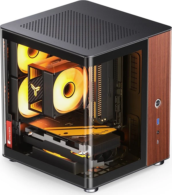 Jonsbo TK-0 Black, schwarz/braun, Glasfenster, Mini-ITX