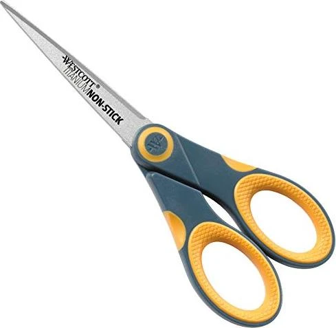 Westcott Titanium Non-Stick Universalschere, Rechtshänder, 180mm, gelb/grau
