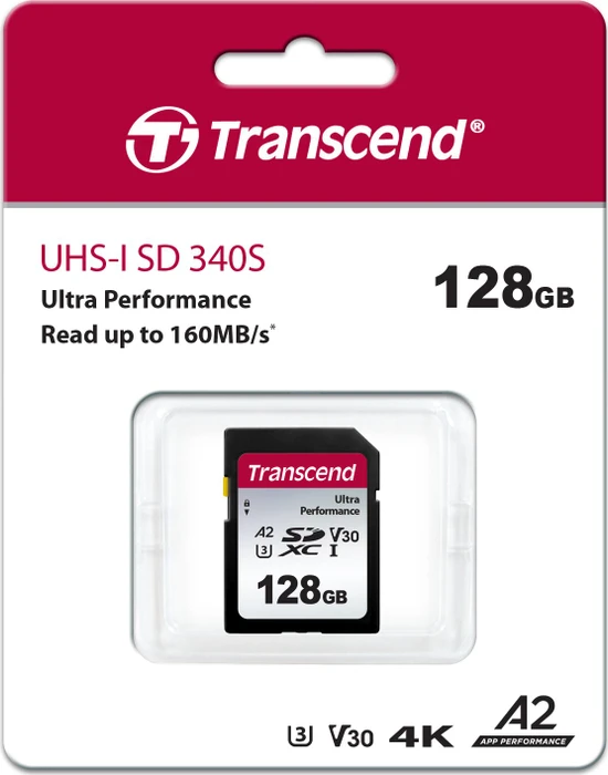 Transcend 340S R160/W90 128GB, UHS-I U3, A2, Class 10