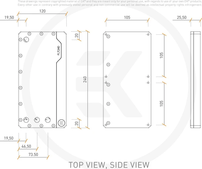EK Water Blocks Quantum Line EK-Quantum Volume FLT 240 D-RGB, Acryl