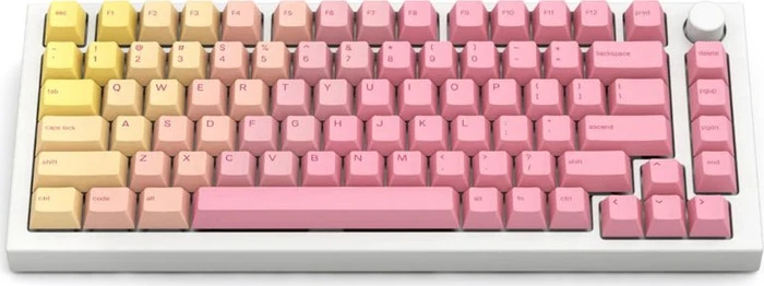 Glorious GPBT Keycaps, Kunststoff (PBT), Pink Grapefruit, rosa/gelb/rot, 143 Tasten (104+39), ANSI-US