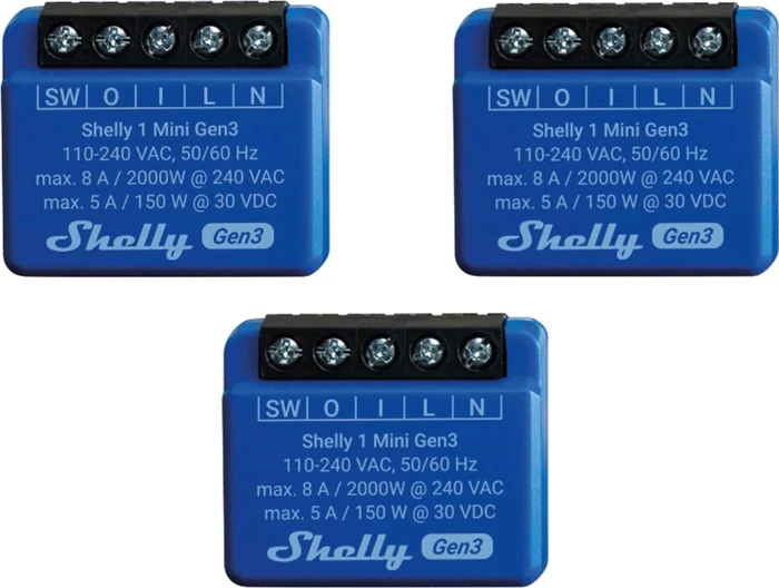 Shelly 1 Mini Gen3, 1-Kanal, Unterputz, Schaltaktor, 4er-Pack