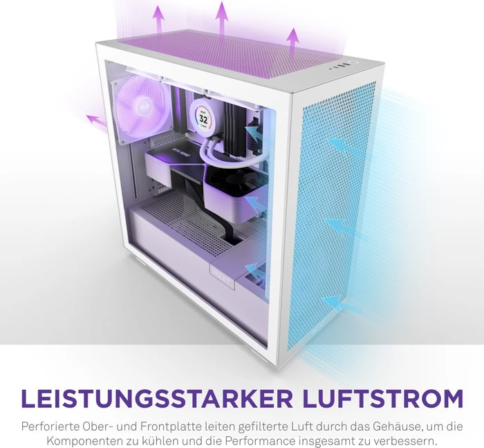 NZXT H7 Flow RGB White, weiß, Glasfenster