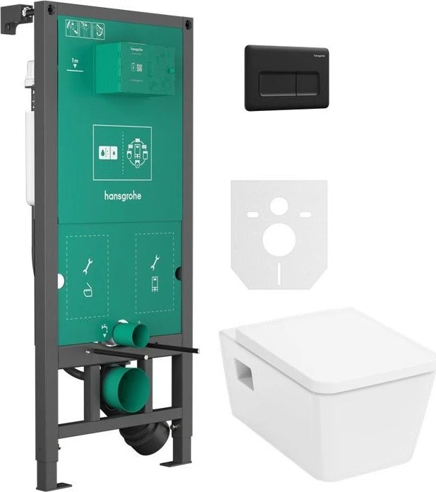 Hansgrohe EluPura Original Q Wand WC Set 540 AquaChannel Flush mit WC-Sitz mit SoftClose und QuickRelease