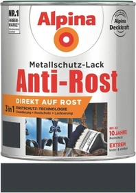 Alpina Farben Metallschutz-Lack Anti-Rost außen anthrazit matt grau, 2.5l