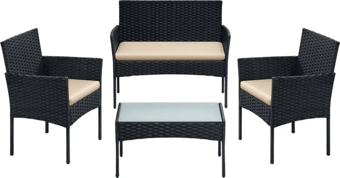 Songmics Gartenmöbel-Set schwarz/taupe, 4-tlg. (GGF004B05)