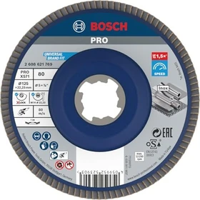 Bosch Professional X-LOCK X571 Best for Metal Fächerschleifscheibe gekröpft K80, 125x22.23mm, 1 Stück