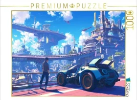 Calvendo Modernes Auto in moderner Stadt im Anime Stil