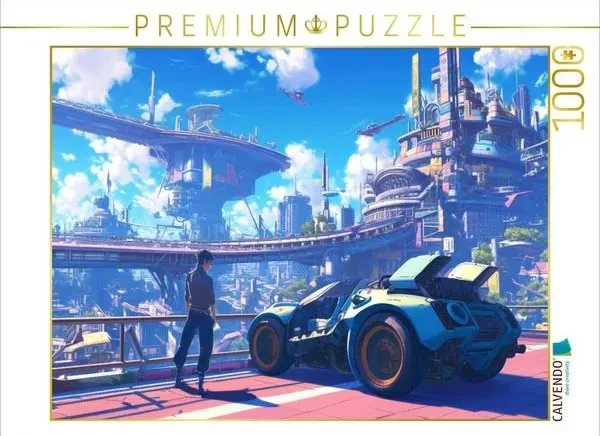 Calvendo Modernes Auto in moderner Stadt im Anime Stil