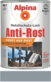 Alpina Farben Metallschutz-Lack Anti-Rost außen hellgrau glänzend grau, 750ml