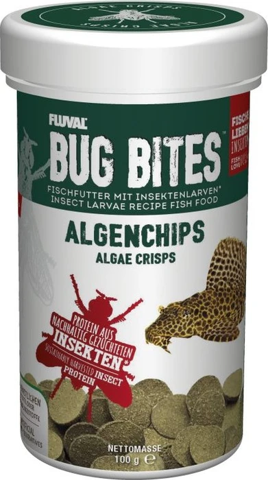Fluval Bug Bites Algenchips, Fischfutter mit Insektenlarven, 100g