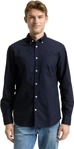 Tom Tailor Regular Fit Logo-Stickerei Hemd langarm navy (Herren)