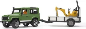 Bruder Profi-Serie Land Rover Defender mit Anhänger, CAT und Mann
