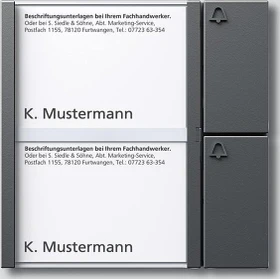 Siedle Tastenmodul TM 612-2 DG, grau, 2 Ruftasten
