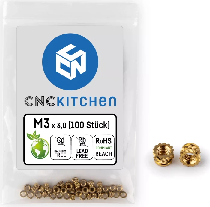 CNC Kitchen Gewindeinsatz M3 kurz, 100er-Pack