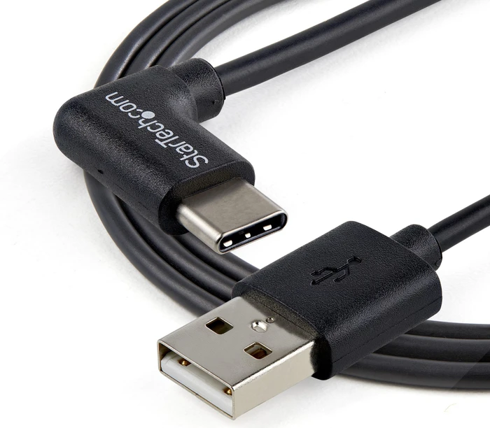 StarTech USB Adapterkabel, USB 2.0, 480Mb/s, USB-A [Stecker] auf USB-C [Stecker], 90° gewinkelt, 100cm