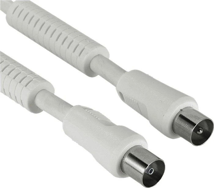 Hama Antennen-Kabel, Koax-Stecker - Koax-Kupplung, 90dB, 3m, weiß