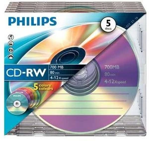 Philips CD-RW 80min/700MB, 5er Pack