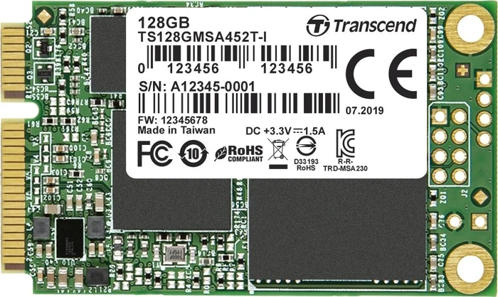 Transcend Industrial MSA452T-I SSD 128GB, MO-300 / mSATA 6Gb/s