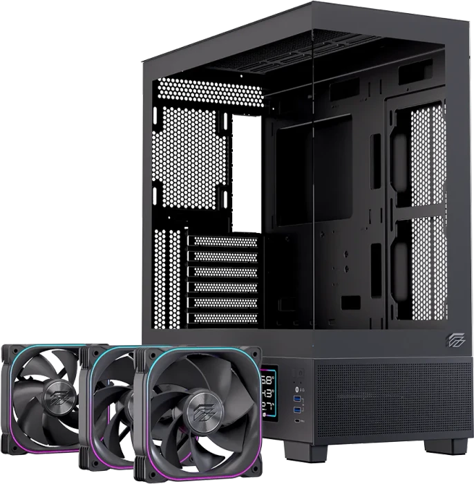 Einarex Prisma S501D RGB Black, schwarz, Glasfenster