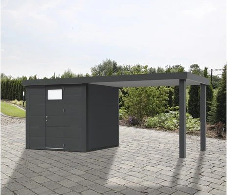 Telluria Classico 2424 Gerätehaus inkl. Anbau 2.84m rechts anthrazit