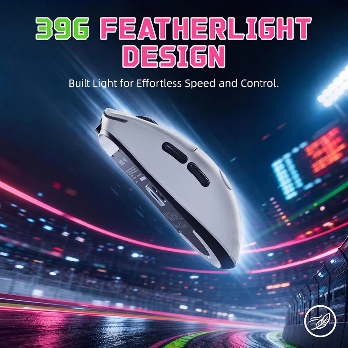 Attack Shark F1 Air 8KHz Wireless, weiß, inkl. Grip Tape & C06 Ultra LED Kabel, USB/Bluetooth