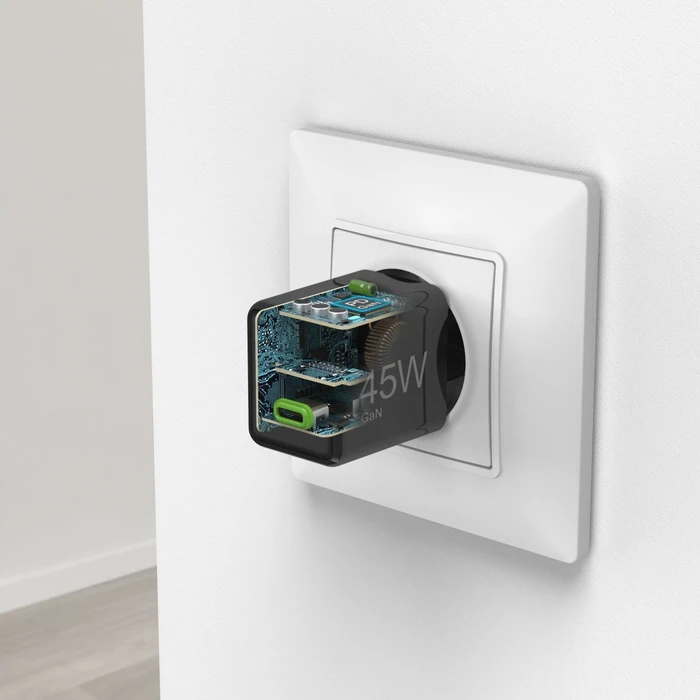 Hama GaN Schnellladegerät Super-Mini, USB-C, 1x USB-C, 45W, schwarz