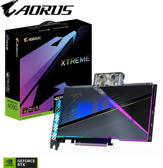 GIGABYTE AORUS GeForce RTX 4080 Xtreme Waterforce WB 16G, 16GB GDDR6X, HDMI, 3x DP