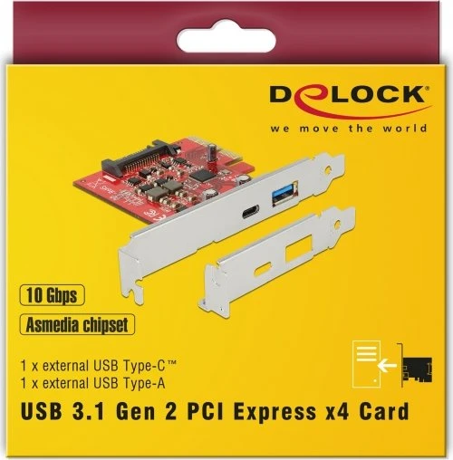 DeLOCK 1x USB-C 3.1, 1x USB-A 3.1, PCIe 3.0 x4