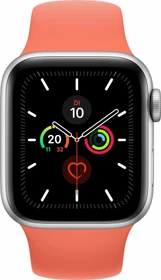Apple Watch Series 5 (GPS) 40mm Aluminium silber mit Sportarmband clementine
