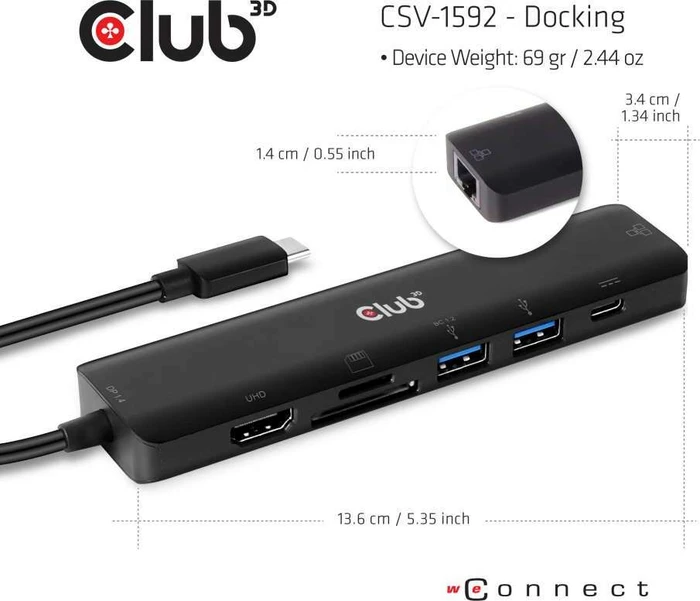 Club 3D 7in1 Hub, USB-C 3.1 [Stecker]