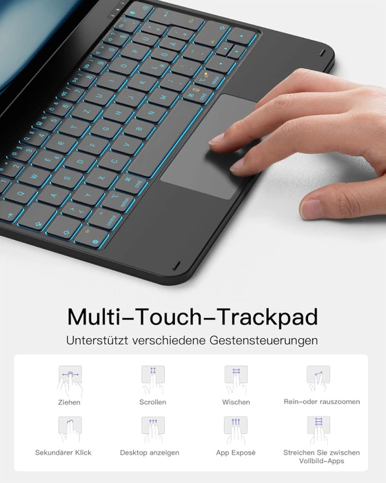 Inateck Magnetische Tastaturhülle für iPad Air 6 11"/iPad Air 5/iPad Pro 11", schwarz, DE