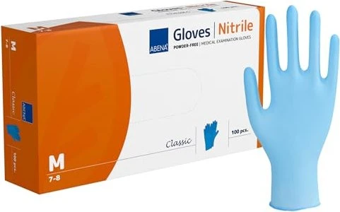 Abena Nitril Classic Sensitive Einweghandschuhe M blau, 100 Stück