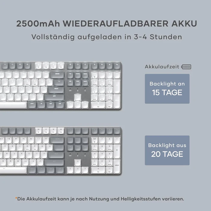 Satechi SM3 Slim Mechanical Backlit BT Keyboard, Light, weiß/grau, low-profile BROWN Switches, USB/Bluetooth, US