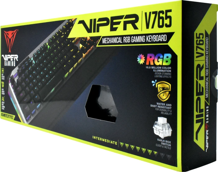 Patriot Viper V765 Mechanical RGB Keyboard, Kailh Box WHITE, US