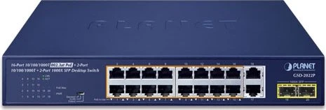 Planet GSD Rackmount Gigabit Switch, 18x RJ-45, 2x SFP, 185W PoE+